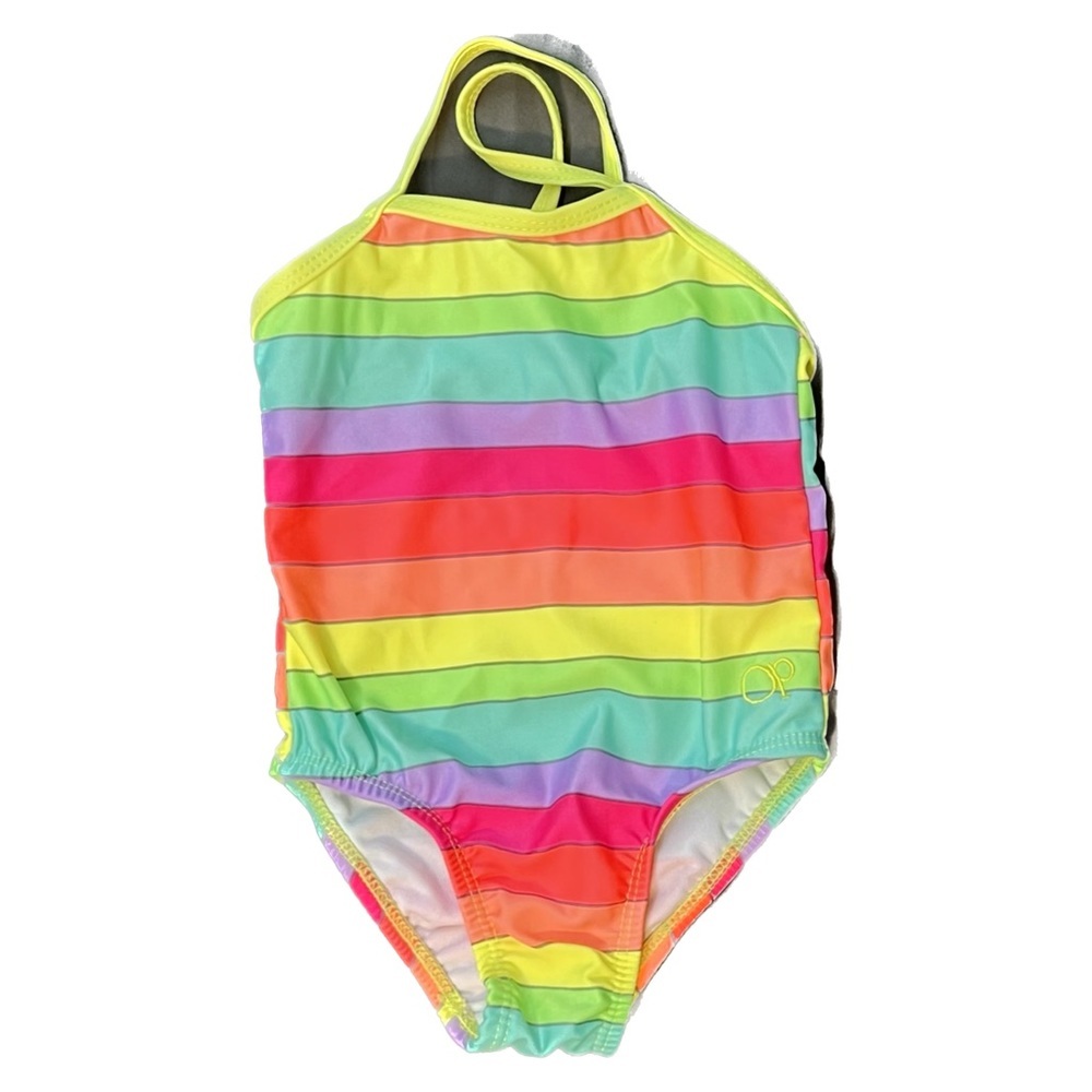 OP Neon Rainbow Stripe One Piece Swimsuit Size 18M